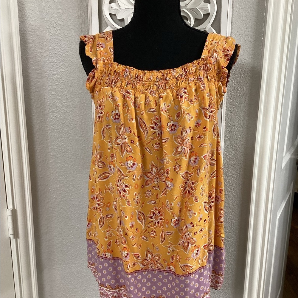Beachlunchlounge Yellow Flutter Sleeve Smocked Blouse